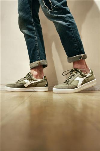 B.Elite C S Burnt Olive White Canvas Suede