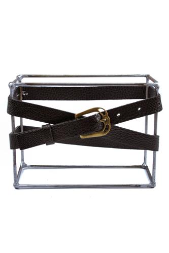 Belts Ostrich Black Leather Gold Buckle