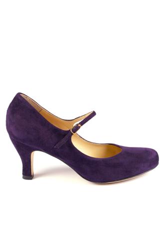purple mid heels