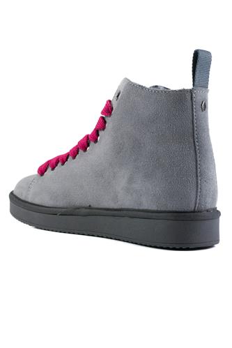 P01 Grey Suede Shearling Fuxia Laces