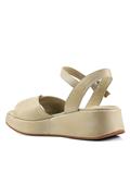 Sandalo Zeppa Pelle Beige