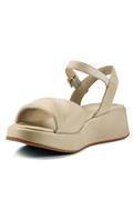Sandalo Zeppa Pelle Beige