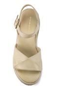 Sandalo Zeppa Pelle Beige