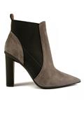Ankle Boots High Heel Grey Suede Elastic