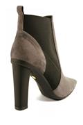 Ankle Boots High Heel Grey Suede Elastic