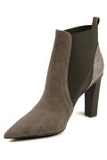 Ankle Boots High Heel Grey Suede Elastic