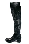 High Boots Low Heel Black Leather