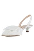 Chanel Tacco Basso Raffia Pelle Bianca