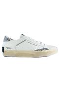 Distressed White Leather Silver Glitter