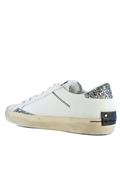 Distressed White Leather Silver Glitter