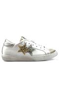 2SD White Leather Silver Laminate Gold Glitter