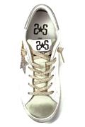 2SD White Leather Silver Laminate Gold Glitter