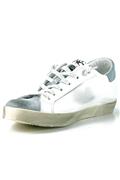 2SD Pelle Bianca Camoscio Laminato Azzurro Glitter Argento