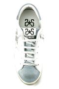 2SD Pelle Bianca Camoscio Laminato Azzurro Glitter Argento