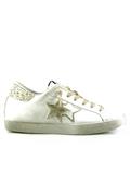 2SD White Leather Gold Laminate Glitter