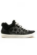 2SD Low Black Glittered Leather Fur