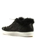 2SD Low Black Glittered Leather Fur
