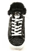 2SD Low Black Glittered Leather Fur