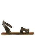 Sandal Brown Leather Miniball Studs
