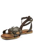 Sandal Brown Leather Miniball Studs