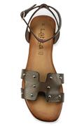 Sandal Brown Leather Miniball Studs