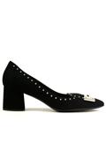 Decollete Black Suede Ornamental Studs