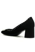 Decollete Black Suede Ornamental Studs