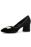 Decollete Black Suede Ornamental Studs