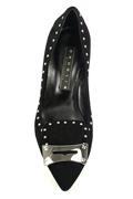 Decollete Black Suede Ornamental Studs