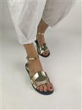 Sandal Platinum Laminated Leather Green Suede