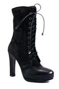 Booties Lace-Up Black Nabuk