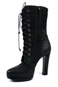 Booties Lace-Up Black Nabuk