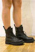 Amphibian Black Leather Rubber Outsole