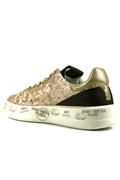 Belle Paillettes Oro Camoscio Laminato Pelle Nera
