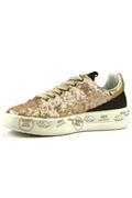 Belle Paillettes Oro Camoscio Laminato Pelle Nera