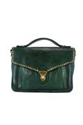Clutch Bottle Green Leather Kura Rivets