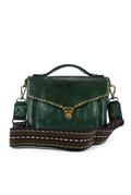 Clutch Bottle Green Leather Kura Rivets