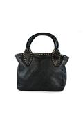Shopping Piccola Pelle Nera Borchie Malachite