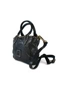 Shopping Piccola Pelle Nera Borchie Malachite