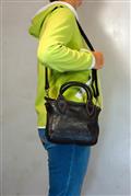Shopping Piccola Pelle Nera Borchie Malachite