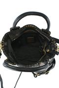 Shopping Piccola Pelle Nera Borchie Malachite