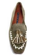 Dorina Light Grey Suede Straw Tassels
