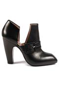 High Heel Shoes Black Leather Details Printed Crocodile