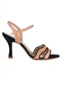 Sandal Peach Glittered Leather Black Suede
