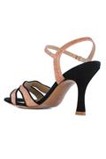 Sandal Peach Glittered Leather Black Suede