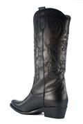 High Texan Black Leather Embroidery