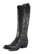 High Texan Black Leather Embroidery