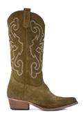 High Texan Mud Brown Anged Suede Embroidery