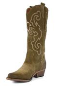 High Texan Mud Brown Anged Suede Embroidery
