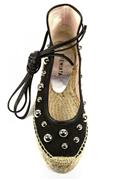 Espadrillas Linen Black Canvas Boule Studs